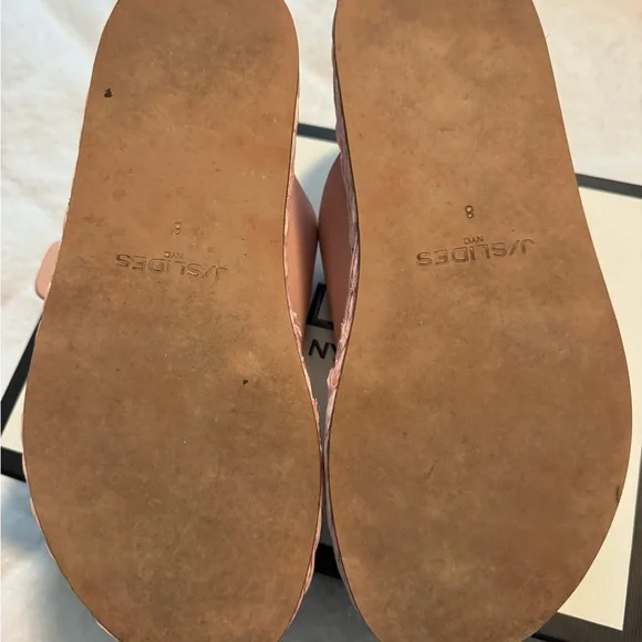 J/Slides Bonnie Light Pink Leather Platform Sandal Size 8 - Picture 6 of 8